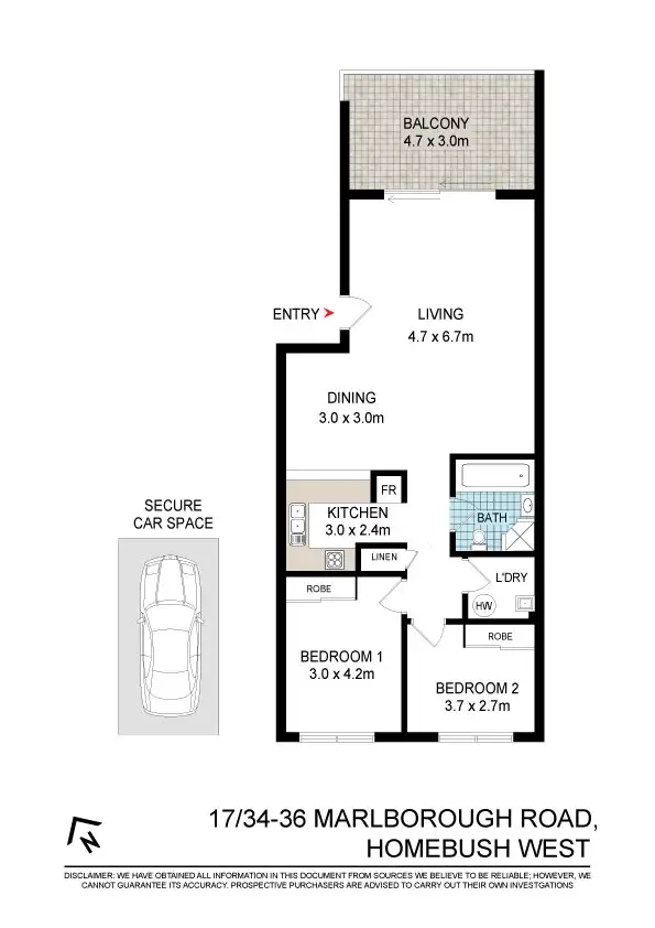 Floorplan of Homely apartment listing, 17/34-36 Marlborough Road, Homebush West NSW 2140
