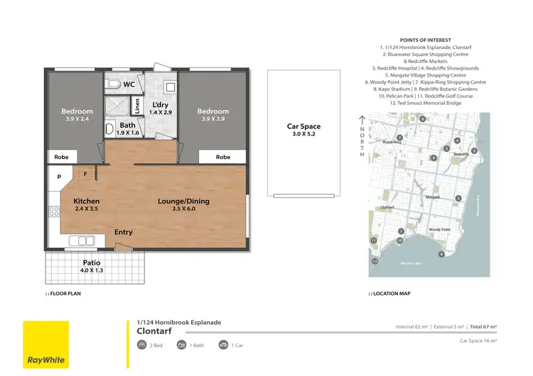 Floorplan of Homely unit listing, 1/124 Hornibrook Esplanade, Clontarf QLD 4019