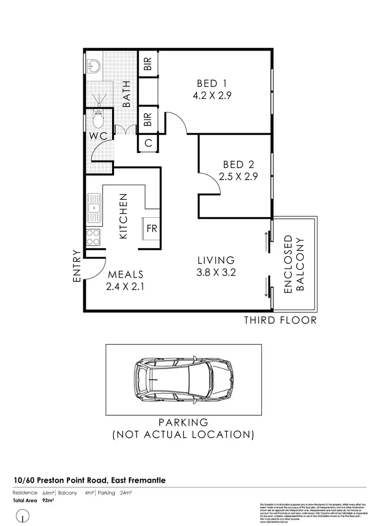 Floorplan of Homely apartment listing, 10/60 Preston Point Road, East Fremantle WA 6158