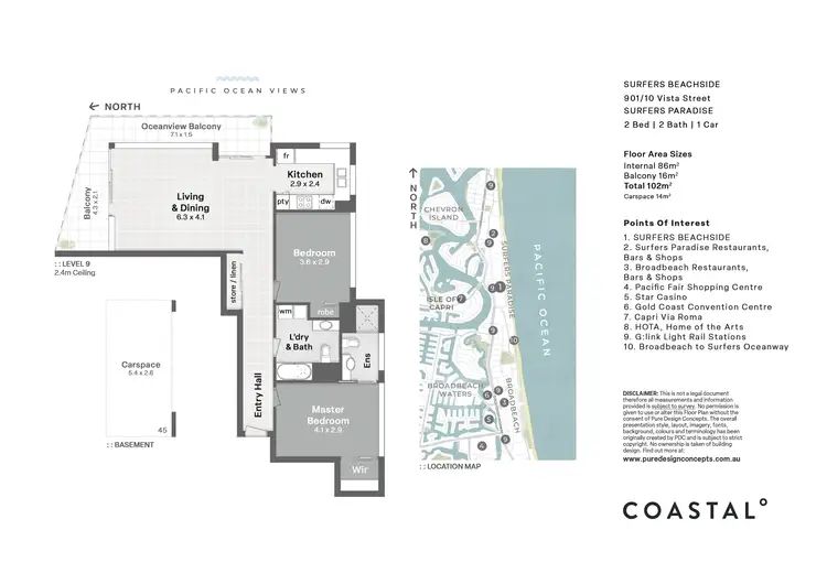 Floorplan of Homely apartment listing, 901/10 Vista Street, Surfers Paradise QLD 4217
