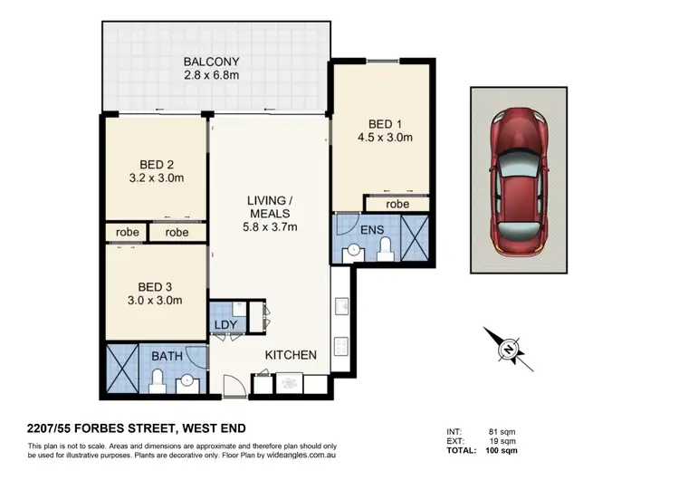 Floorplan of Homely apartment listing, 2207/55 Forbes Street, West End QLD 4101