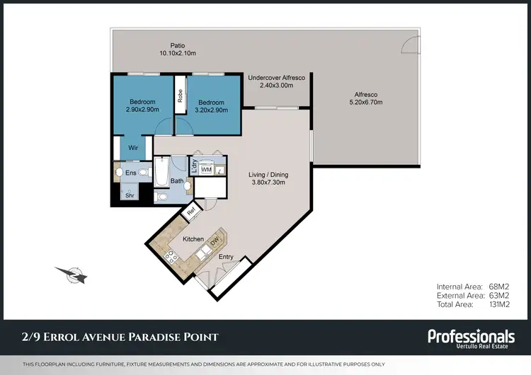 Floorplan of Homely apartment listing, 2/9 Errol Avenue, Paradise Point QLD 4216