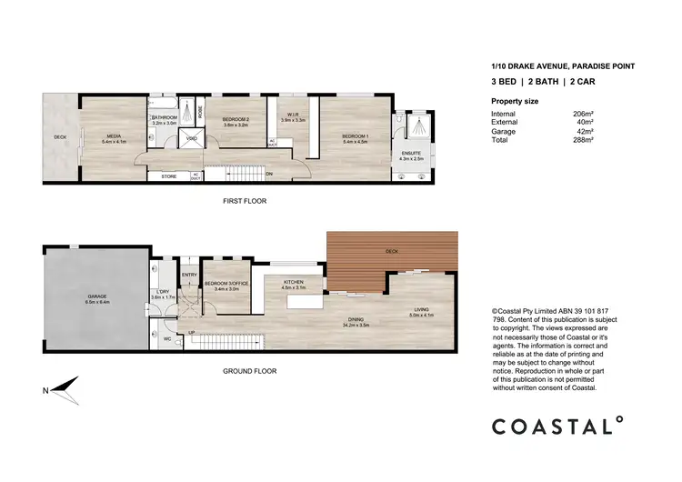 Floorplan of Homely semi-detached listing, 1/10 Drake Avenue, Paradise Point QLD 4216