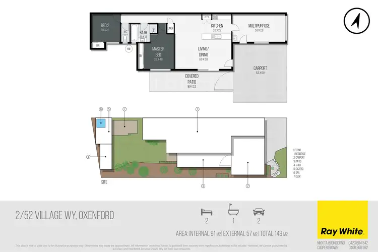 Floorplan of Homely semi-detached listing, 2/52 Village Way, Oxenford QLD 4210