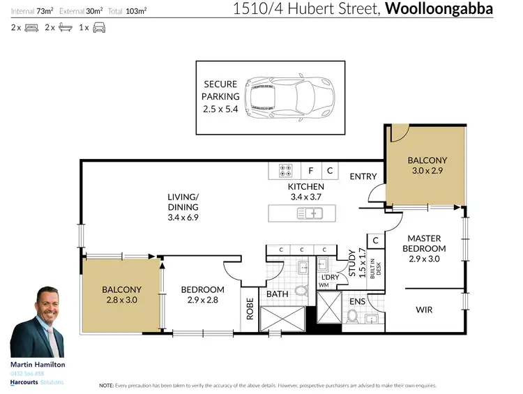 Floorplan of Homely apartment listing, 1510/4 Hubert Street, Woolloongabba QLD 4102