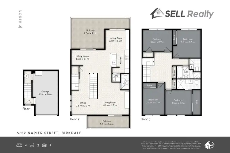 Floorplan of Homely townhouse listing, 5/52 Napier Street, Birkdale QLD 4159