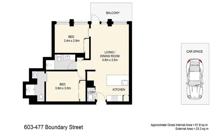 Floorplan of Homely apartment listing, 603/477 Boundary Street, Spring Hill QLD 4000