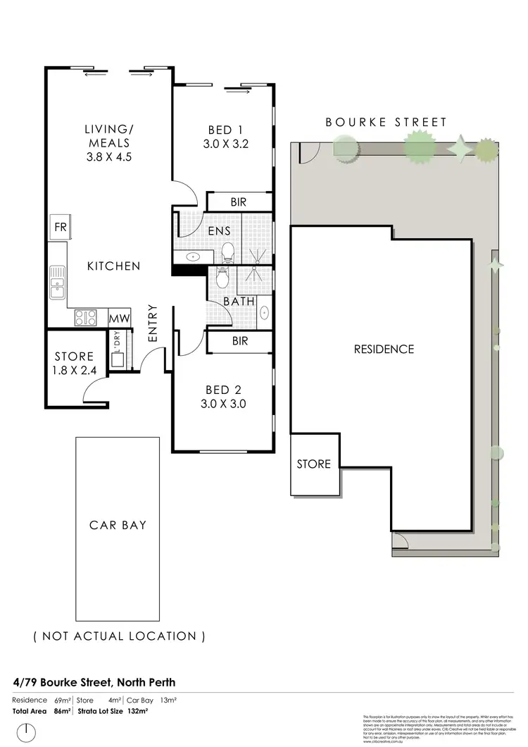 Floorplan of Homely apartment listing, 4/79 Bourke Street, Leederville WA 6007