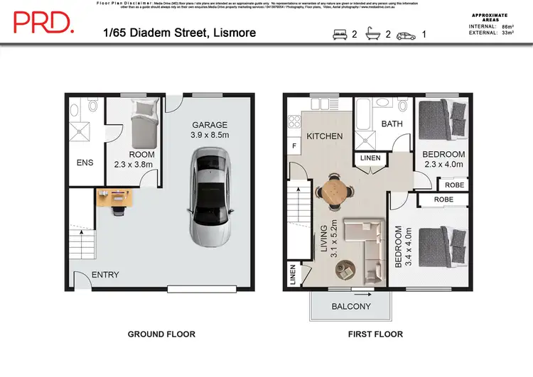 Floorplan of Homely unit listing, 1/65 Diadem Street, Lismore NSW 2480