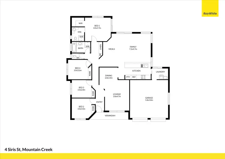 Floorplan of Homely house listing, 4 Siris Street, Mountain Creek QLD 4557