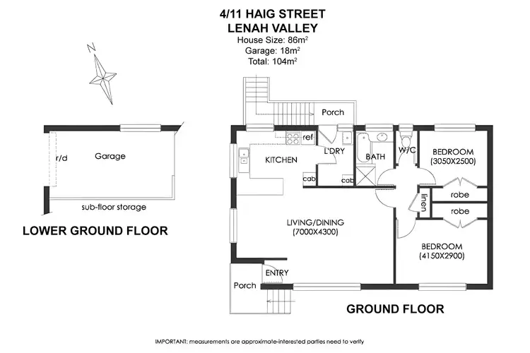 Floorplan of Homely unit listing, 4/11 Haig Street, Lenah Valley TAS 7008