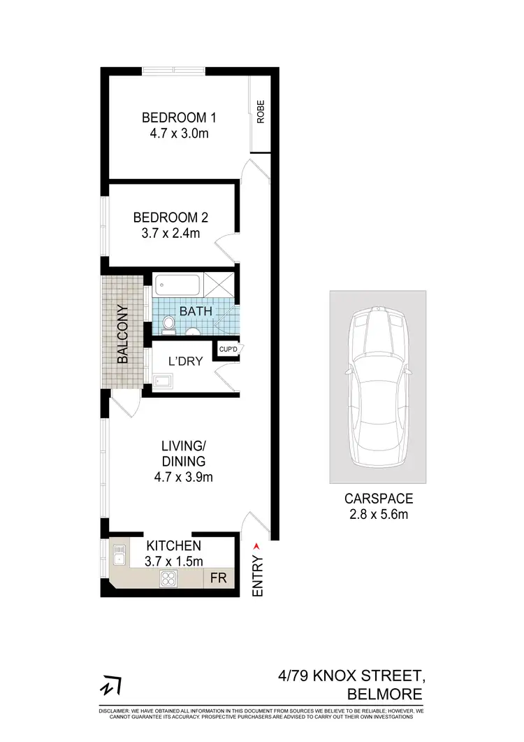 Floorplan of Homely apartment listing, 4/79 Knox Street, Belmore NSW 2192