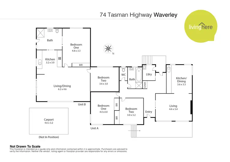 Floorplan of Homely block of units listing, 74a & 74b Tasman Highway, Waverley TAS 7250