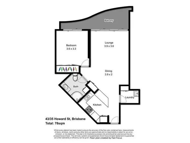 Floorplan of Homely apartment listing, 43/35 Howard Street, Brisbane City QLD 4000