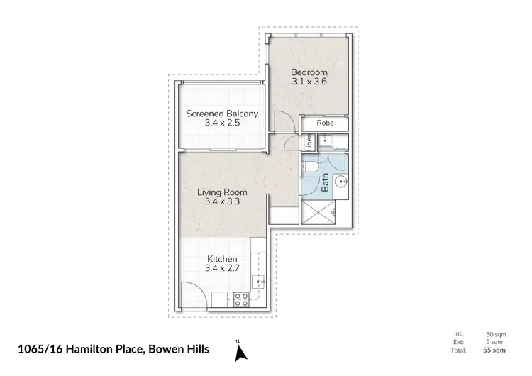 Floorplan of Homely apartment listing, 1065/16 Hamilton Place, Bowen Hills QLD 4006