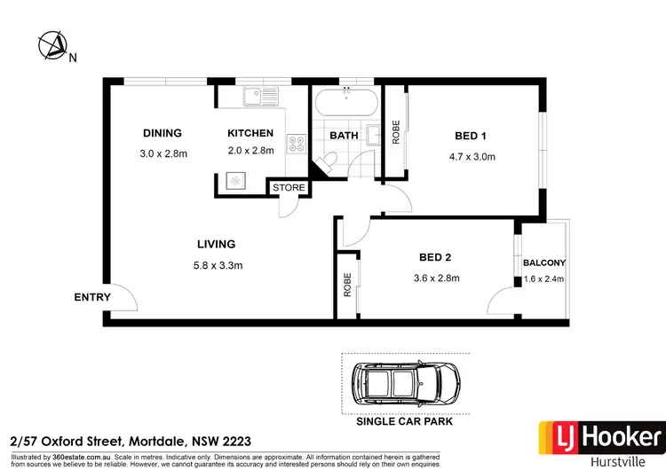 Floorplan of Homely unit listing, 2/57 Oxford Street, Mortdale NSW 2223