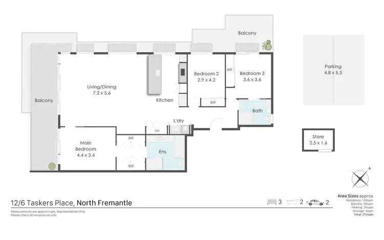 Floorplan of Homely apartment listing, 12/6 Tasker Place, North Fremantle WA 6159