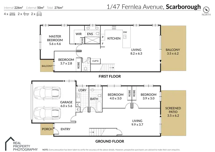 Floorplan of Homely semi-detached listing, 1/47 Fernlea Avenue, Scarborough QLD 4020