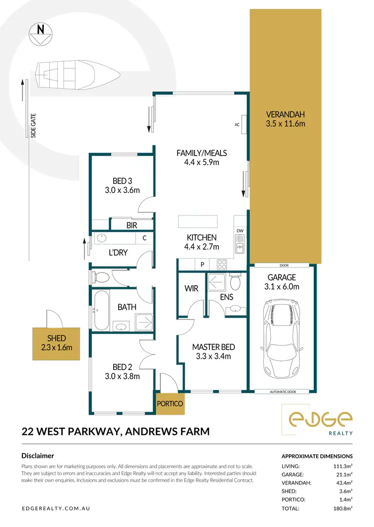 Floorplan of Homely house listing, 22 West Parkway, Andrews Farm SA 5114