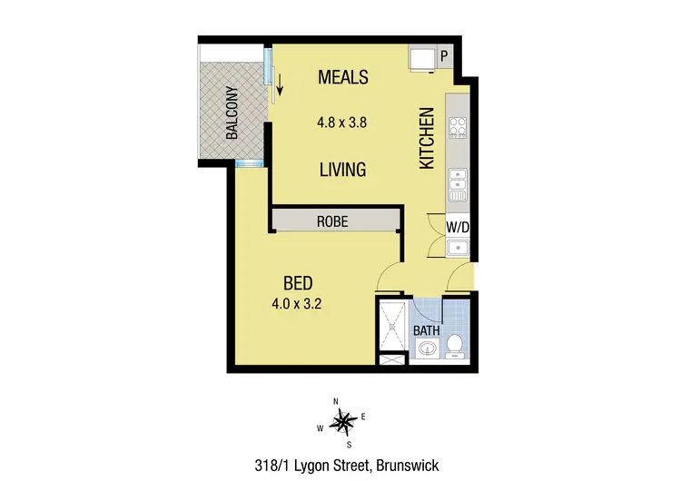 Floorplan of Homely apartment listing, 318/1 Lygon Street, Brunswick VIC 3056