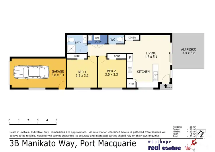 Floorplan of Homely semi-detached listing, 3b Manikato Way, Port Macquarie NSW 2444