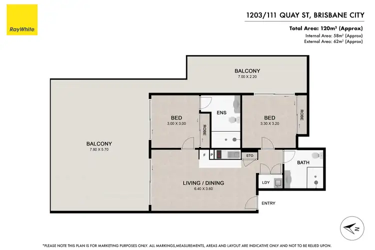Floorplan of Homely apartment listing, 1203/111 Quay Street, Brisbane City QLD 4000