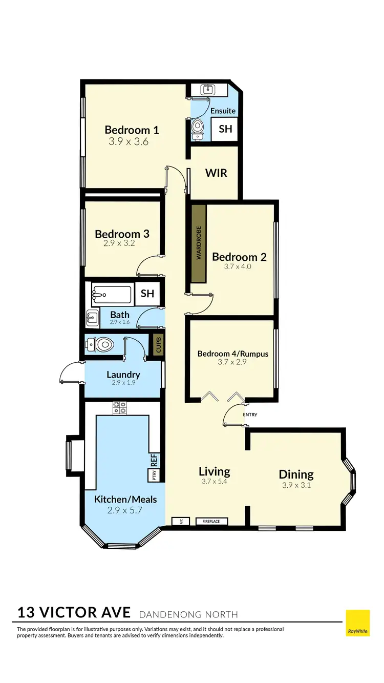 Floorplan of Homely house listing, 13 Victor Avenue, Dandenong North VIC 3175