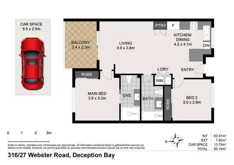Floorplan of Homely apartment listing, 316/27 Webster Road, Deception Bay QLD 4508