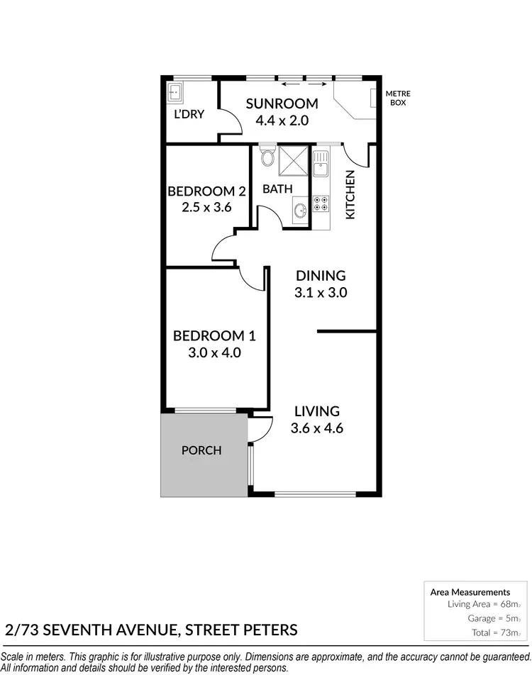 Floorplan of Homely unit listing, 2/73 Seventh Avenue, St Peters SA 5069