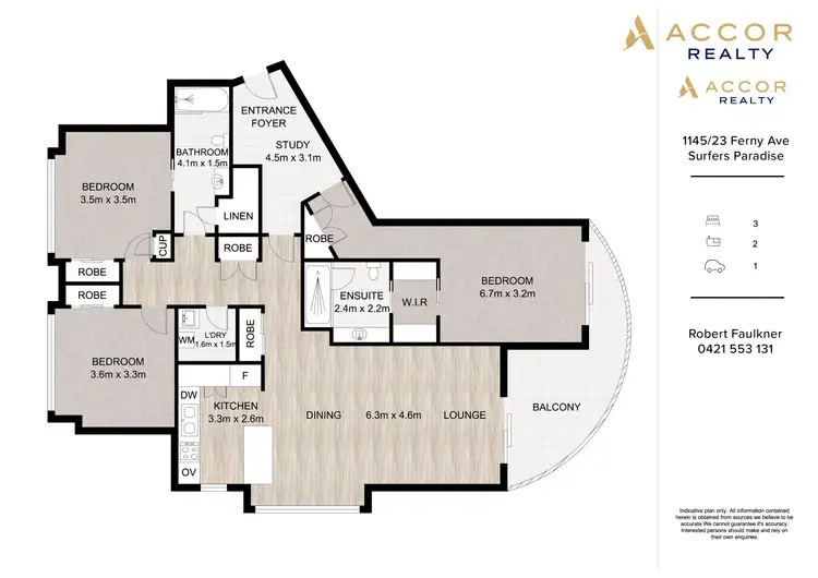 Floorplan of Homely apartment listing, 1145/23 Ferny Avenue, Surfers Paradise QLD 4217