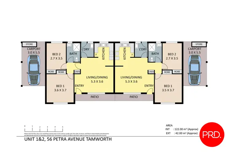 Floorplan of Homely semi-detached listing, 1 & 2/56 Petra Avenue, Tamworth NSW 2340