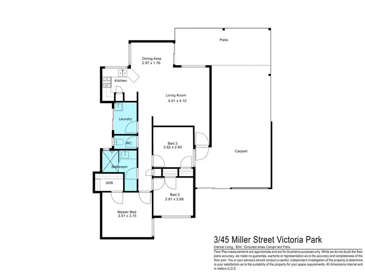 Floorplan of Homely villa listing, 3/45 Miller Street, Victoria Park WA 6100