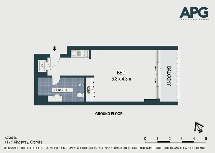 Floorplan of Homely studio listing, 11/1 Kingsway, Cronulla NSW 2230