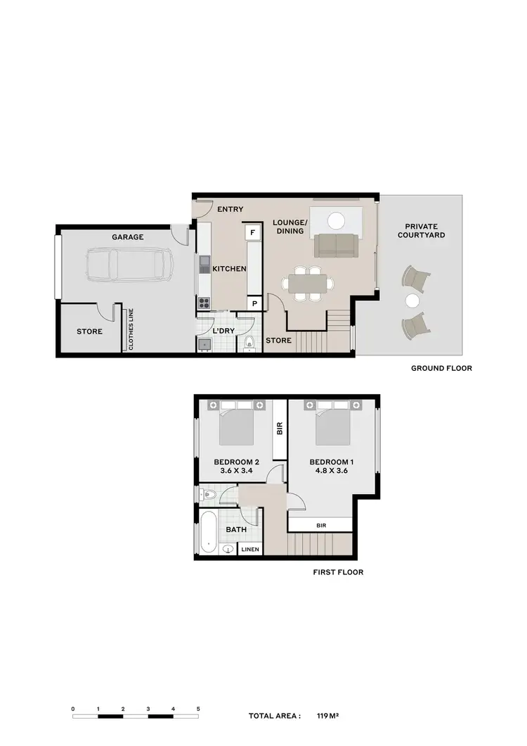 Floorplan of Homely townhouse listing, 6/21-23 Tuffley Street, West End QLD 4810