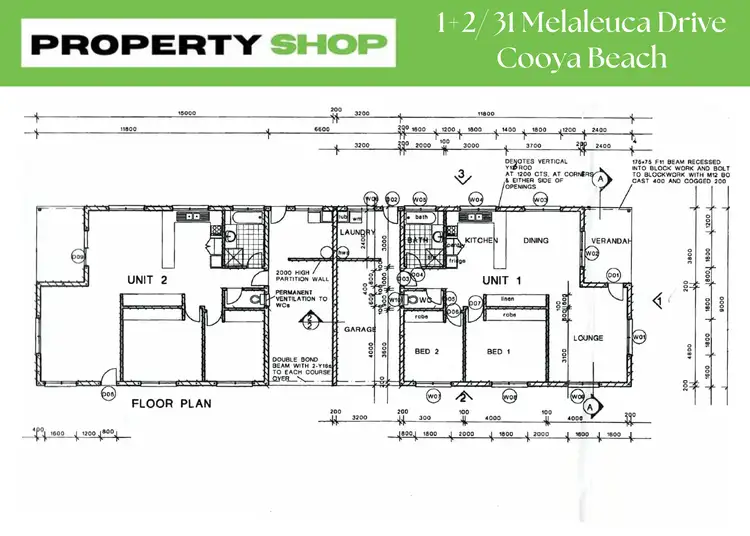 Floorplan of Homely semi-detached listing, 1 & 2/31 Melaleuca Drive, Cooya Beach QLD 4873