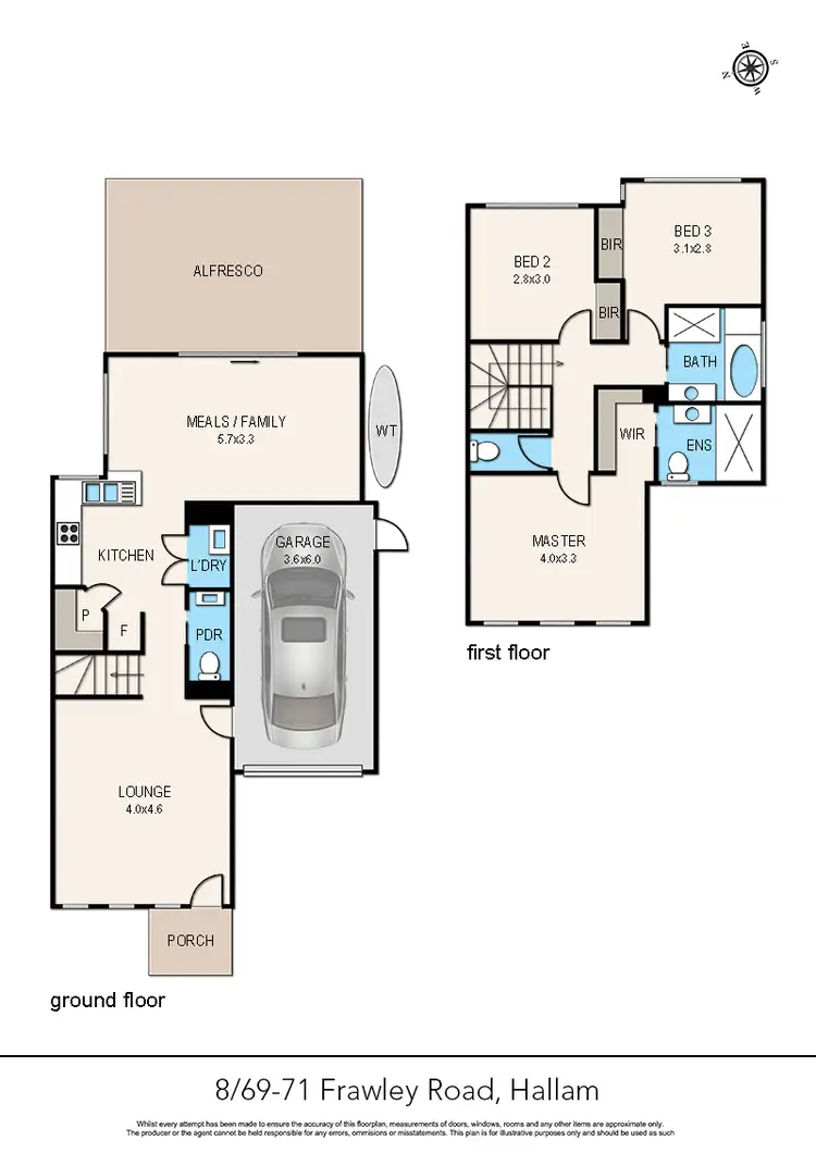 Floorplan of Homely townhouse listing, 8/69-71 Frawley Road, Hallam VIC 3803