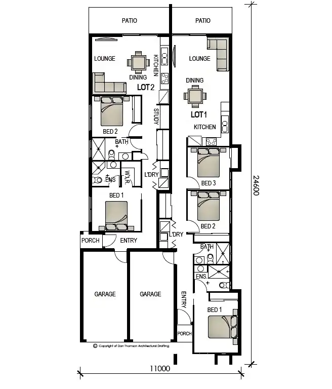 Floorplan of Homely semi-detached listing, 1 & 2/31 Cartier Circuit, Burdell QLD 4818