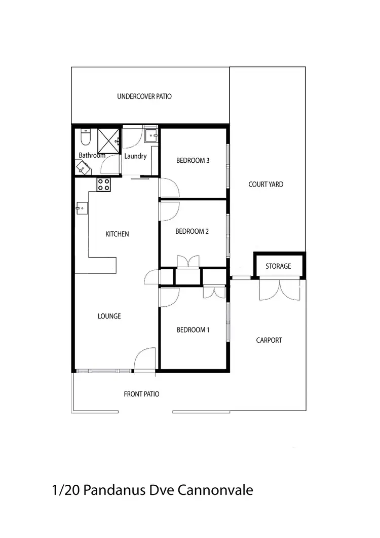 Floorplan of Homely unit listing, 1/20 Pandanus Drive, Cannonvale QLD 4802
