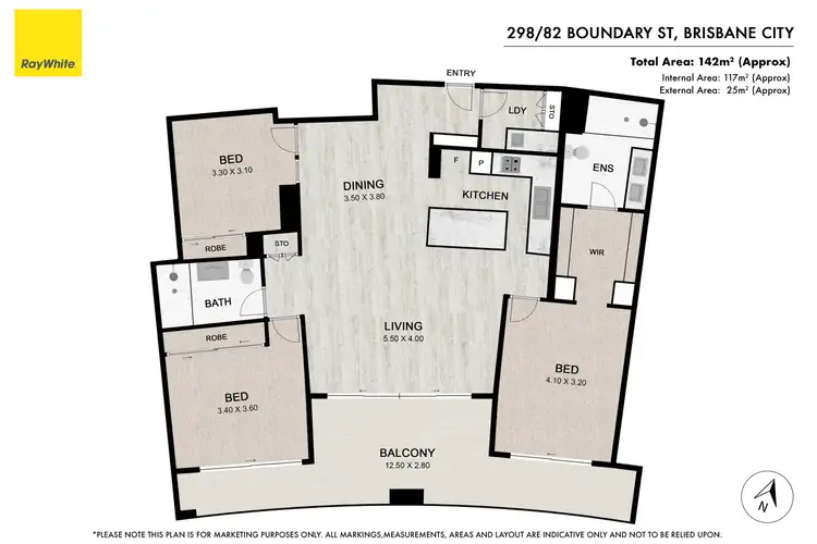 Floorplan of Homely apartment listing, 298/82 Boundary Street, Brisbane City QLD 4000