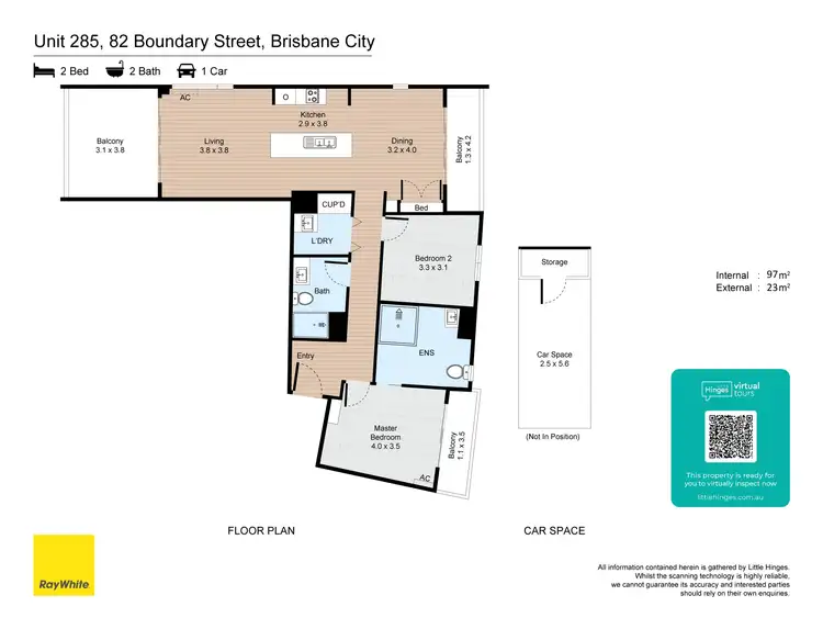 Floorplan of Homely apartment listing, 285/82 Boundary Street, Brisbane City QLD 4000