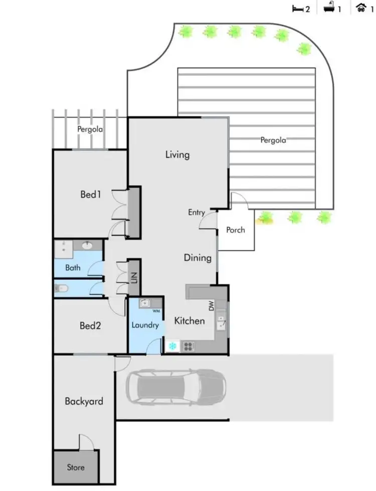 Floorplan of Homely villa listing, 1/170 Labouchere Road, Como WA 6152