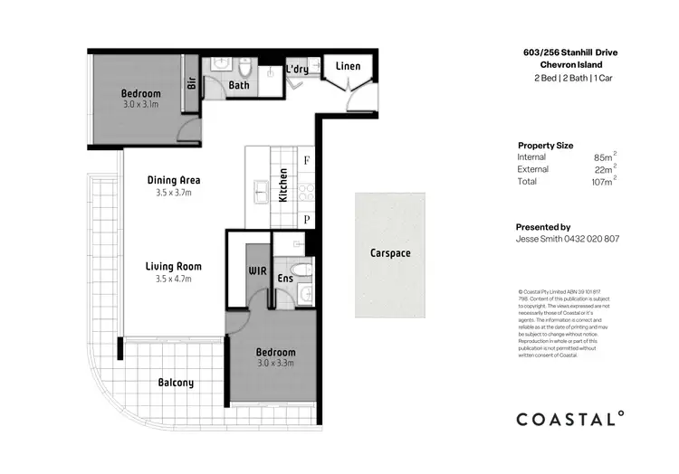 Floorplan of Homely apartment listing, 603/256 Stanhill Drive, Chevron Island QLD 4217