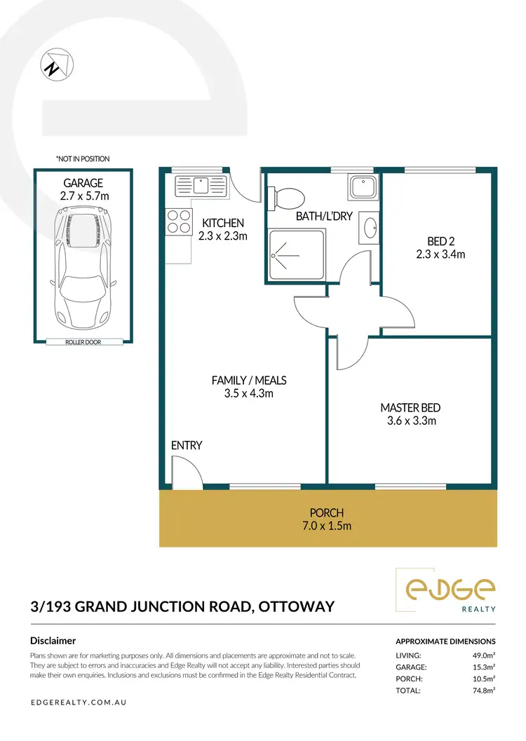 Floorplan of Homely unit listing, 3/193 Grand Junction Road, Ottoway SA 5013