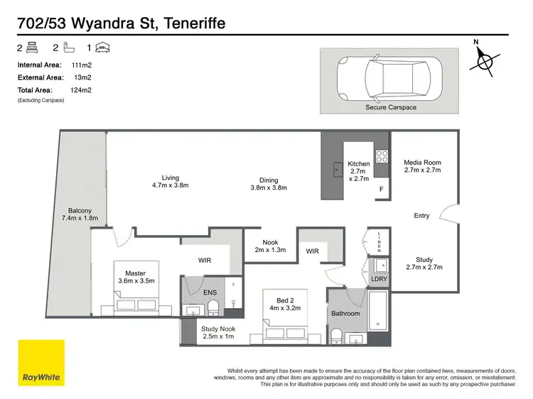 Floorplan of Homely apartment listing, 702/53 Wyandra Street, Teneriffe QLD 4005