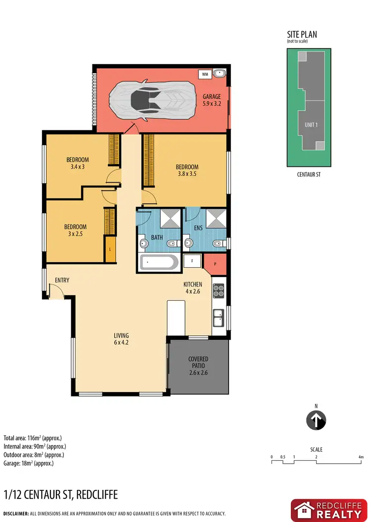 Floorplan of Homely semi-detached listing, 1/12 Centaur Street, Redcliffe QLD 4020
