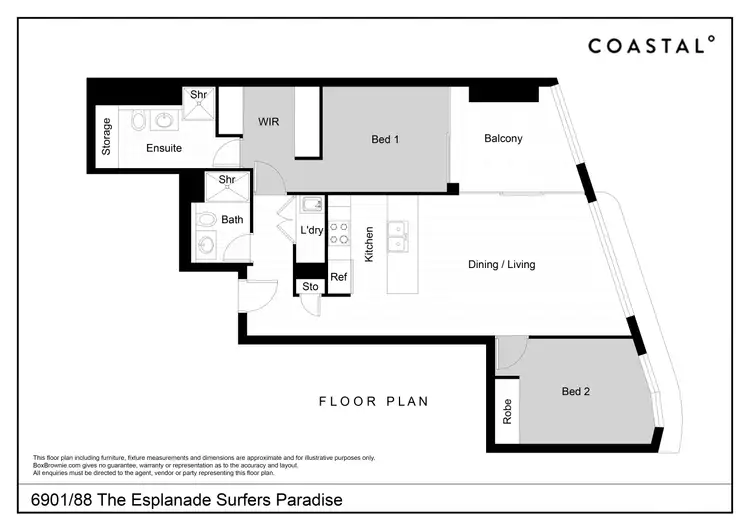 Floorplan of Homely apartment listing, 6901/88 The Esplanade, Surfers Paradise QLD 4217