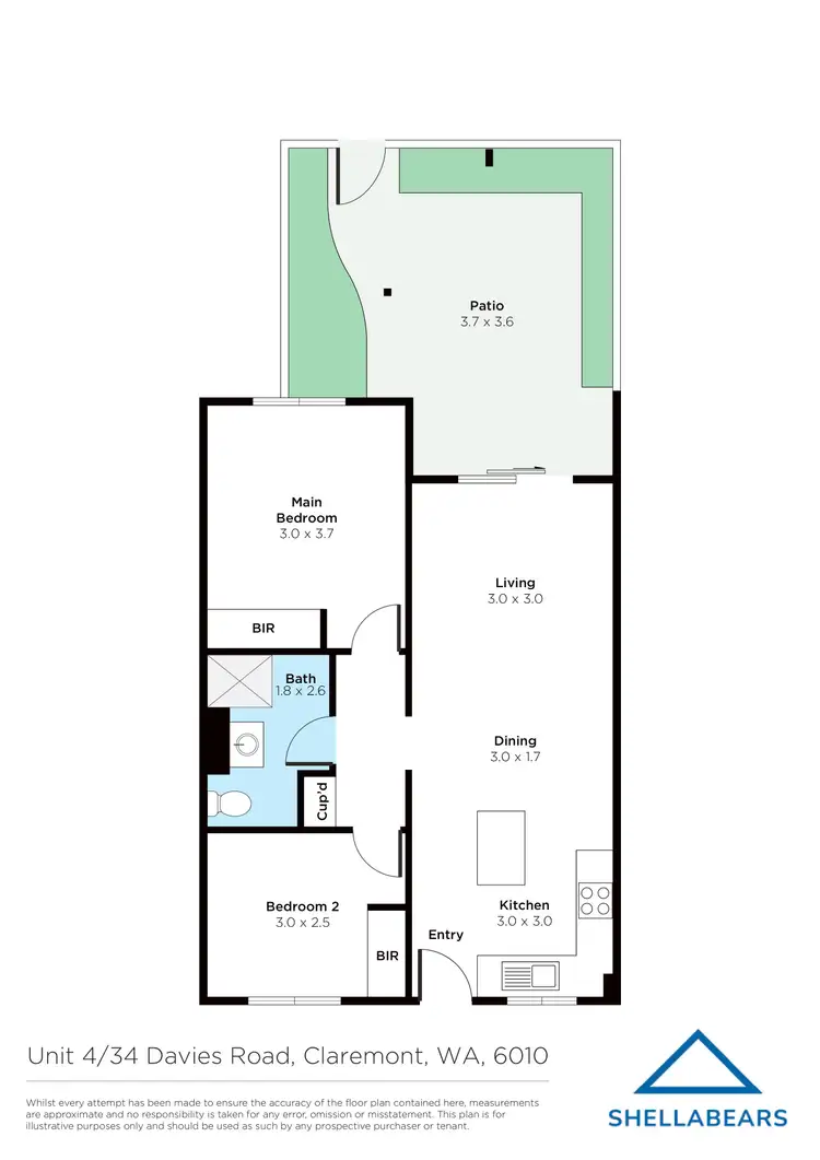 Floorplan of Homely unit listing, 4/34 Davies Road, Claremont WA 6010