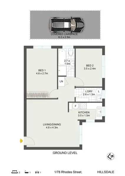 Floorplan of Homely apartment listing, 1/78 Rhodes Street, Hillsdale NSW 2036