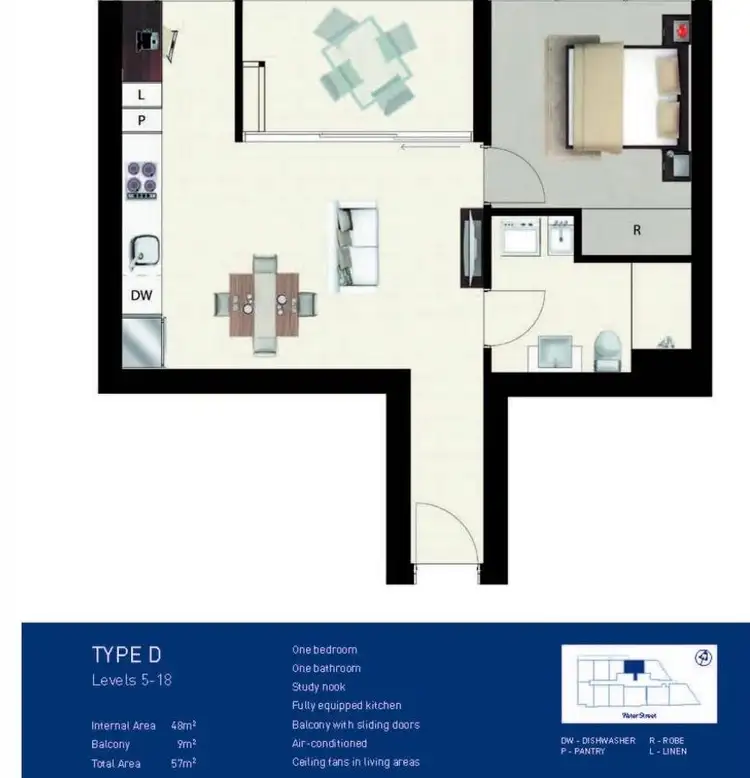 Floorplan of Homely apartment listing, 604/348 Water Street, Fortitude Valley QLD 4006