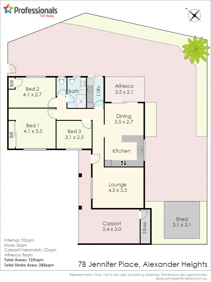 Floorplan of Homely semi-detached listing, 7B Jennifer Place, Alexander Heights WA 6064